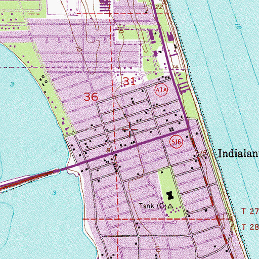 Topographic Map of Indialantic Post Office, FL