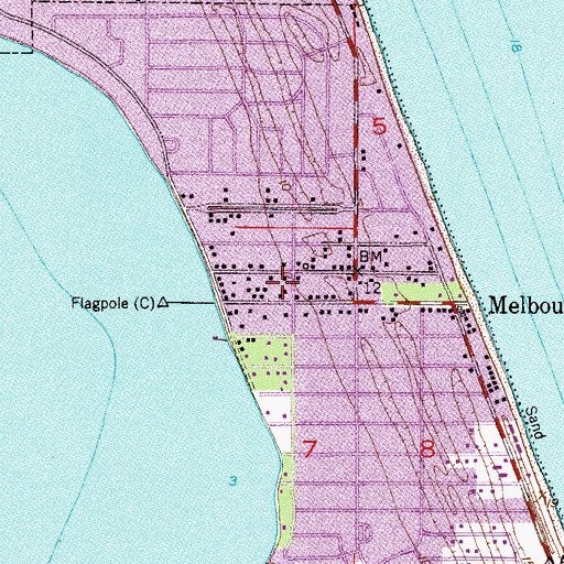 Topographic Map of Melbourne Beach Post Office, FL