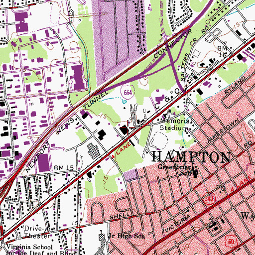 Topographic Map of Hampton City Sheriff's Office, VA