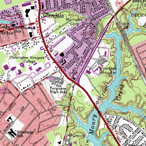 Topographic Map of Christopher Newport University Police Department, VA