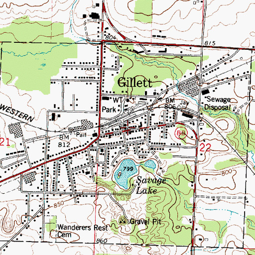 Topographic Map of Gillett Post Office, WI