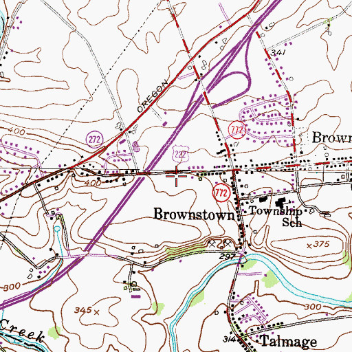 Topographic Map of Brownstown Post Office, PA