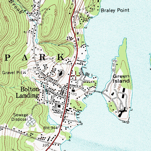Topographic Map of Bolton Landing Post Office, NY