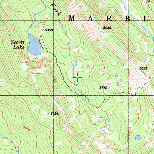 Topographic Map of Secret Meadow, CA
