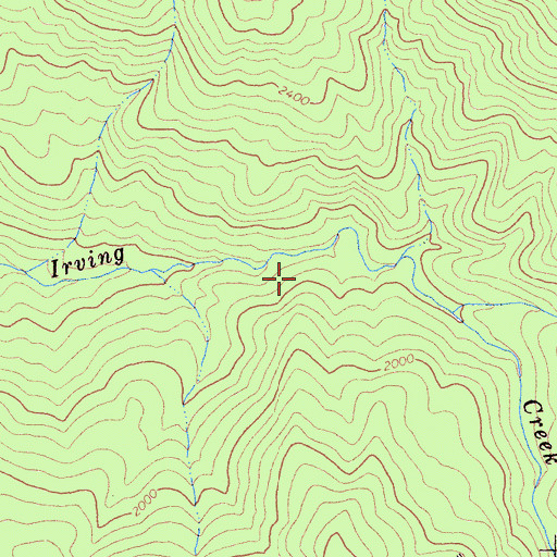 Topographic Map of Irving Creek Ranch, CA