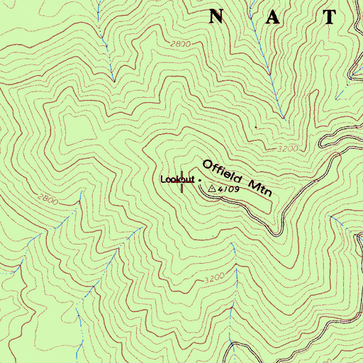 Topographic Map of Offield Mountain Lookout, CA