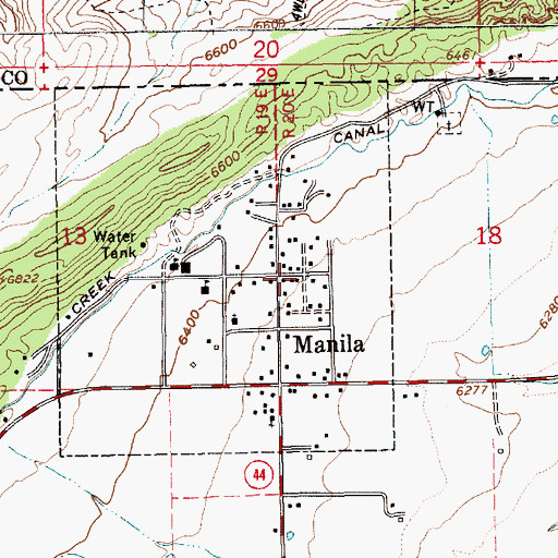 Topographic Map of Manila Post Office, UT