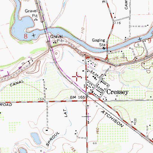 Topographic Map of Cressey Post Office, CA