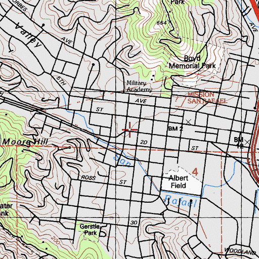 Topographic Map of Mission Rafael Post Office, CA