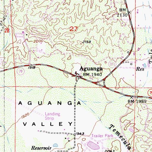 Topographic Map of Aguanga Post Office, CA