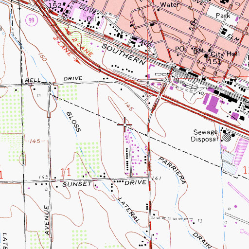 Topographic Map of California Highway Patrol Central Division - Merced, CA