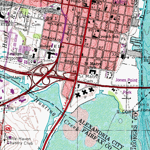 Topographic Map of Contraband and Freedmen Memorial Cemetery, VA
