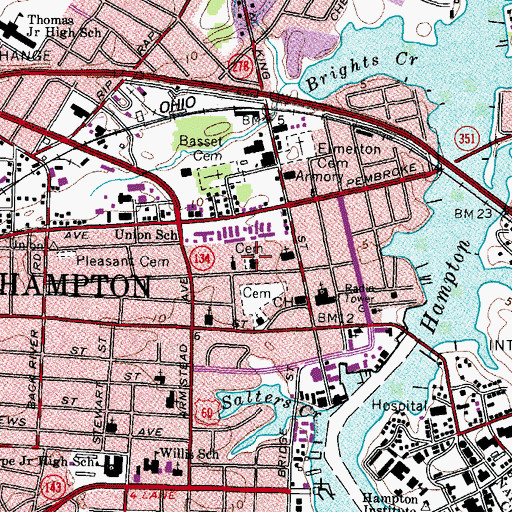 Topographic Map of Bethel AME Church Cemetery, VA