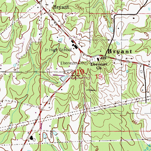Topographic Map of Bryant Post Office, AL