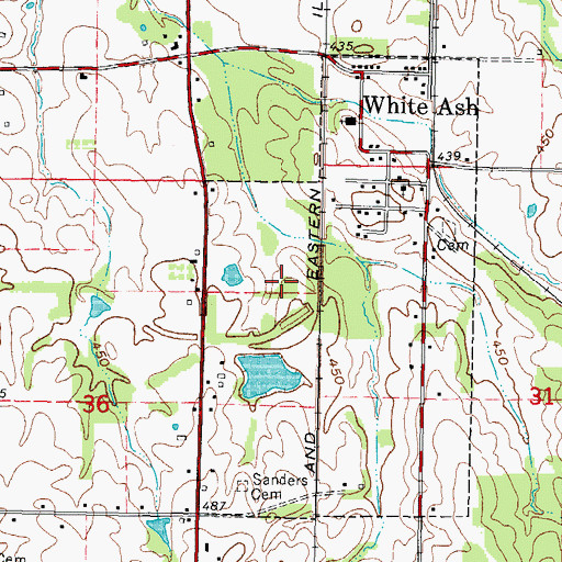 Topographic Map of Whiteash Census Designated Place, IL