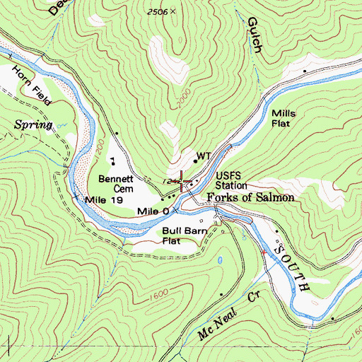 Topographic Map of Forks of Salmon Guard Station, CA
