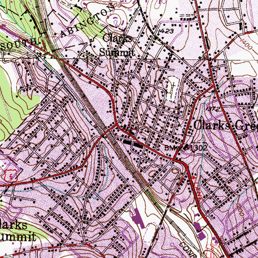 Topographic Map of Clark Summit Post Office, PA