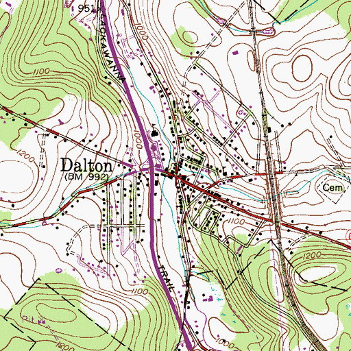 Topographic Map of Dalton Post Office, PA