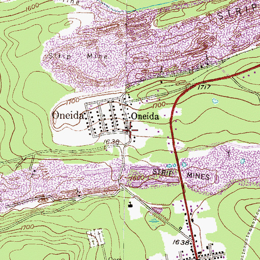 Topographic Map of Oneida Post Office, PA