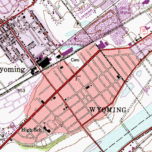 Topographic Map of Wyoming Post Office, PA