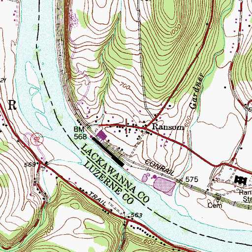Topographic Map of Ransom Post Office, PA