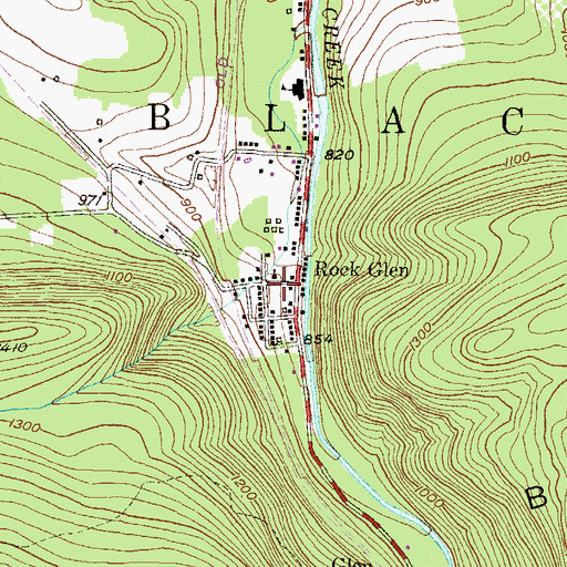 Topographic Map of Rock Glen Post Office, PA