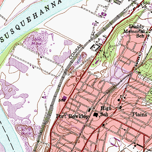 Topographic Map of Plains Post Office, PA