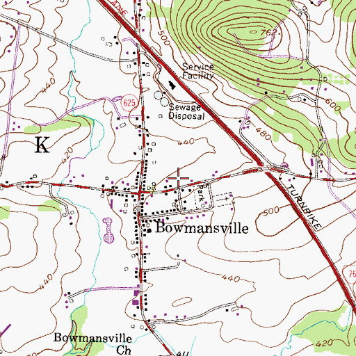 Topographic Map of Bowmansville Post Office, PA