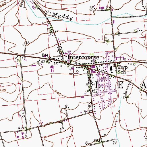 Topographic Map of Intercourse Post Office, PA