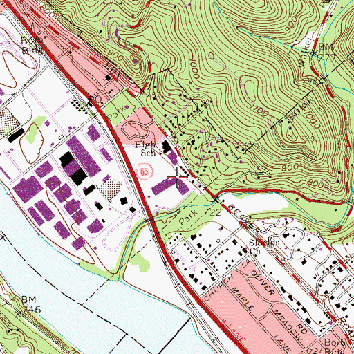 Topographic Map of Leetsdale Post Office, PA