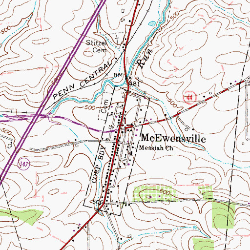 Topographic Map of McEwensville Post Office, PA