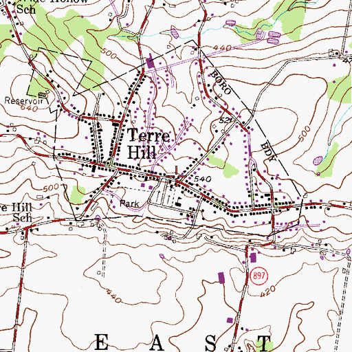 Topographic Map of Terre Hill Post Office, PA