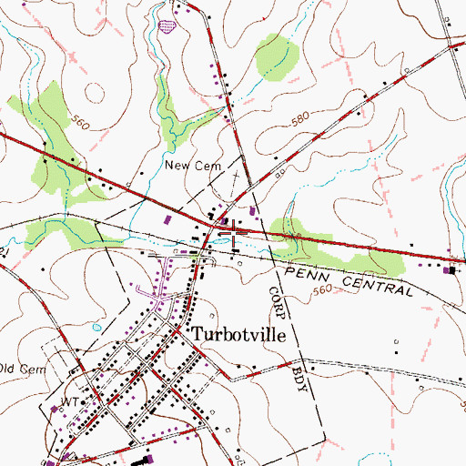 Topographic Map of Turbotville Post Office, PA