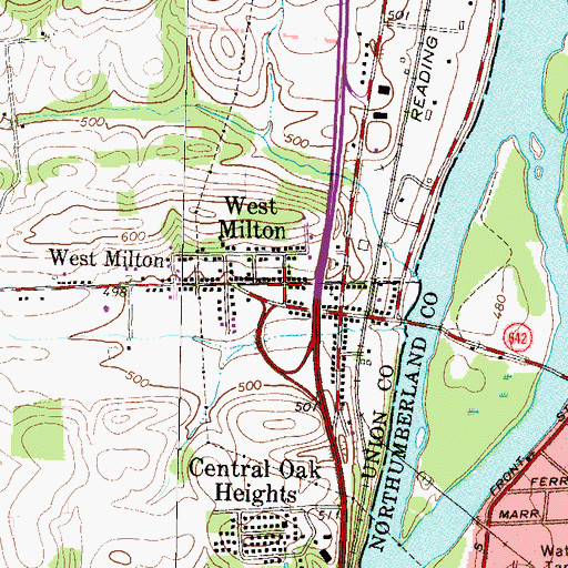 Topographic Map of West Milton Post Office, PA