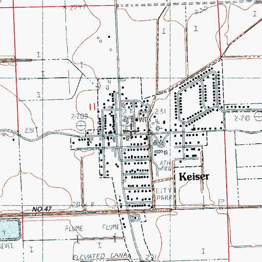 Topographic Map of Keiser Post Office, AR