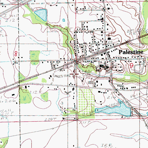 Topographic Map of Palestine Post Office, AR