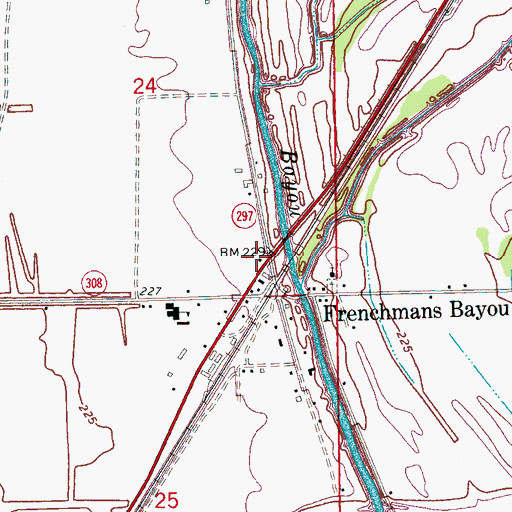 Topographic Map of Frenchmans Bayou Post Office, AR