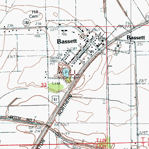 Topographic Map of Bassett Post Office, AR