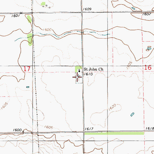 Topographic Map of Blooming Valley Cemetery, SD