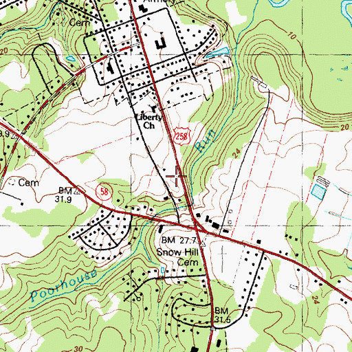 Topographic Map of Snow Hill Post Office, NC