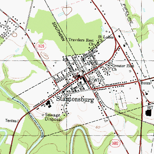 Topographic Map of Stantonsburg Post Office, NC