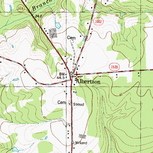Topographic Map of Albertson Post Office, NC