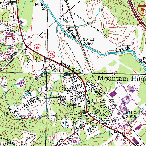 Topographic Map of Mountain Home Post Office, NC