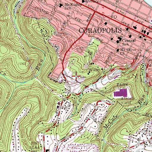 Topographic Map of Coraopolis Cemetery, PA
