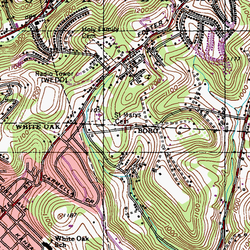 Topographic Map of Gemilas Chesed Cemetery, PA