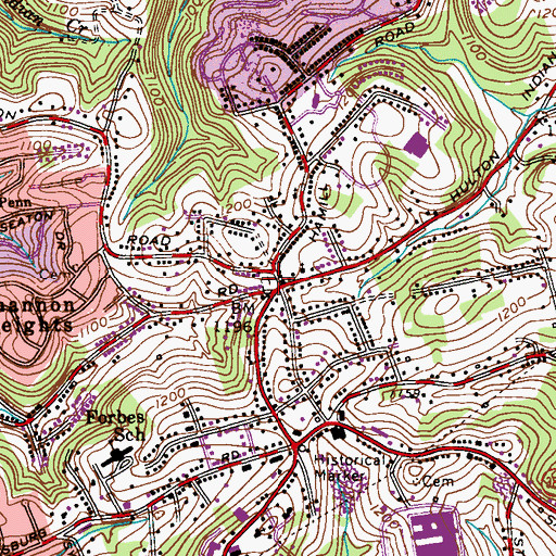 Topographic Map of Old German - German Lutheran Cemetery, PA