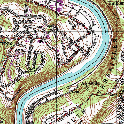 Topographic Map of Greenock Cemetery, PA