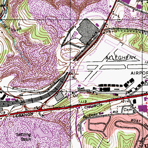 Topographic Map of Mifflin United Presbyterian Church Cemetery, PA