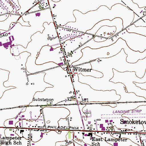 Topographic Map of Witmer Post Office, PA