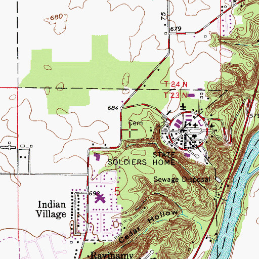 Topographic Map of Indiana Veterans Home Cemetery, IN